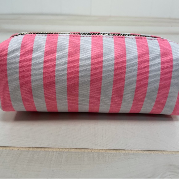 Victoria’s Secret Pink & White Stripe Fabric Zip Case - Picture 2 of 6